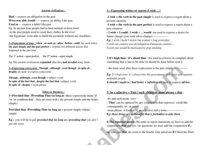 grammar revision for dz bac pupils 