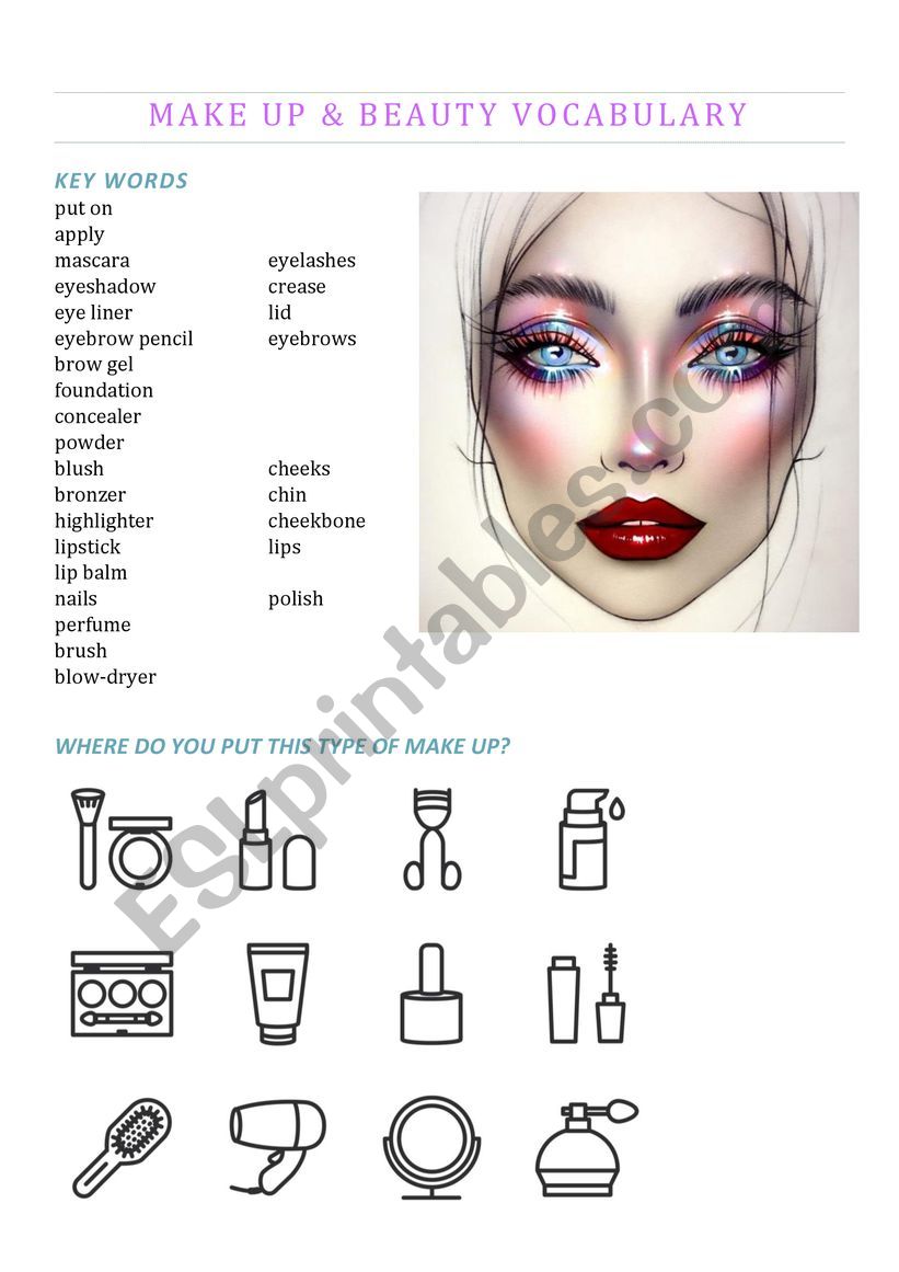 Makeup and Beauty Vocabulary worksheet
