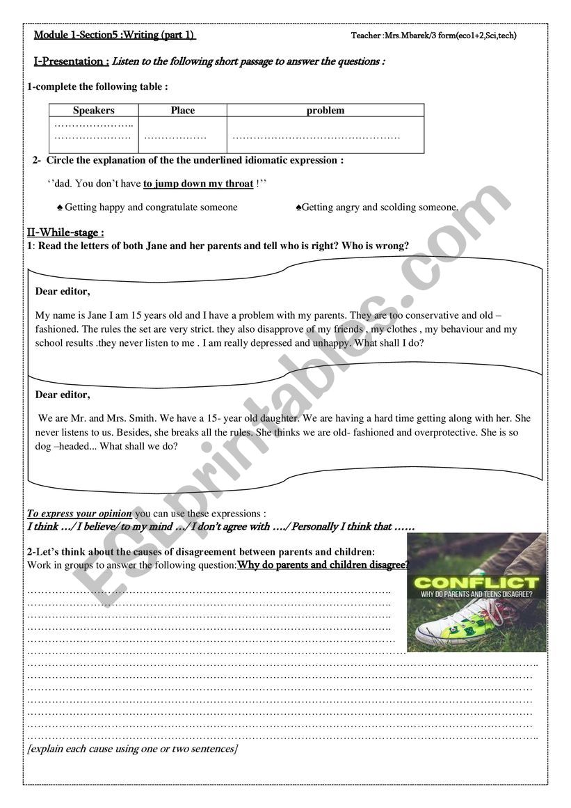 module 1 section 5 writing  worksheet