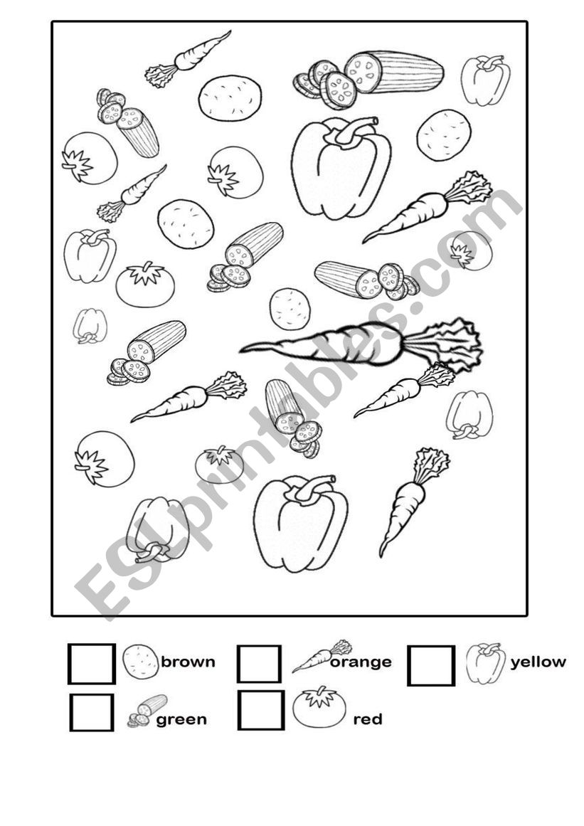 Colour and count the vegetables