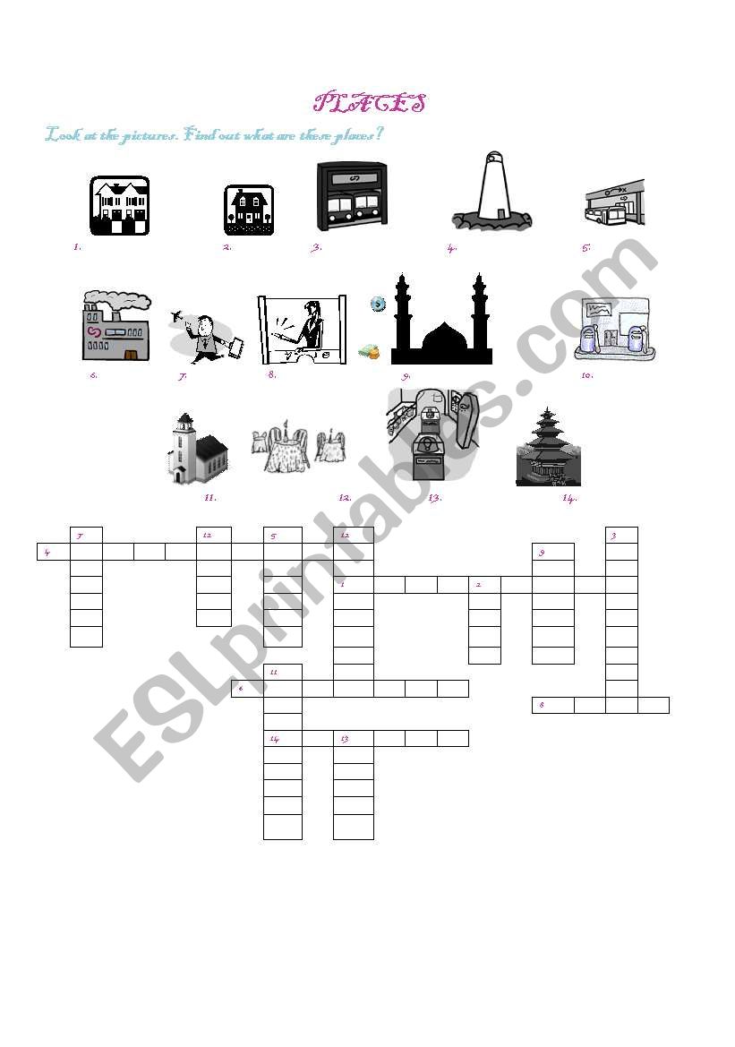 Places- Crosswords worksheet