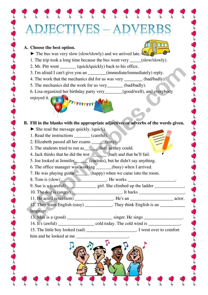 Adjectives or Adverbs worksheet