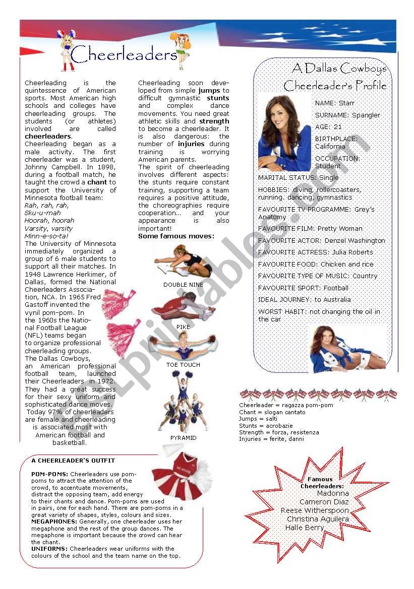 Cheerleaders -Part 1 worksheet