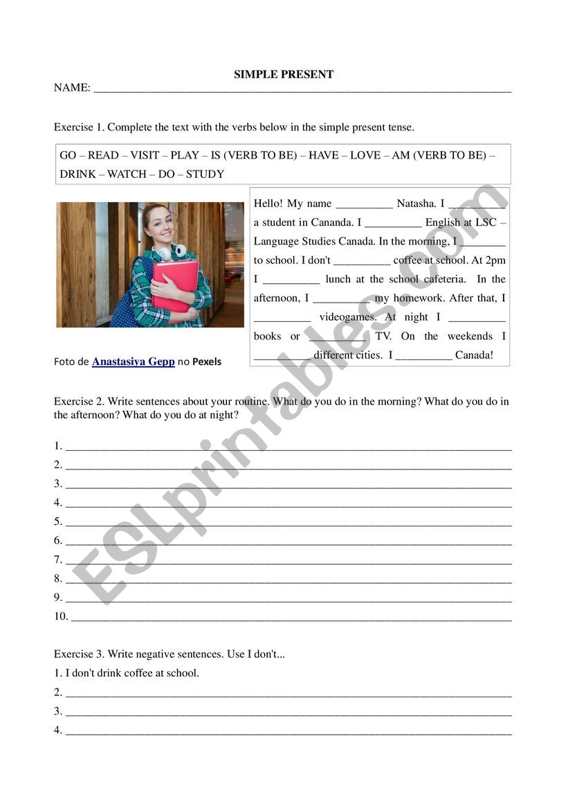 Simple Present - Routine worksheet