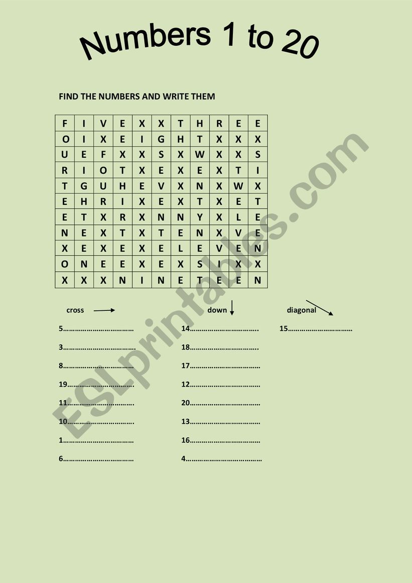 numbers 1-20 worksheet