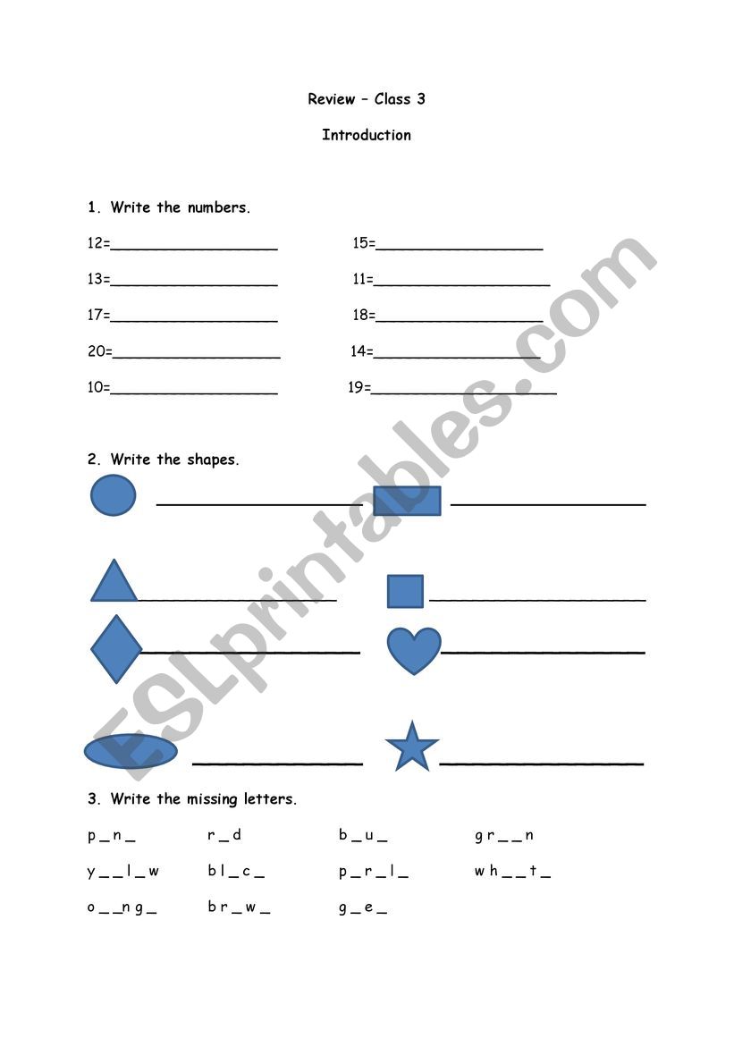 numbers colours worksheet
