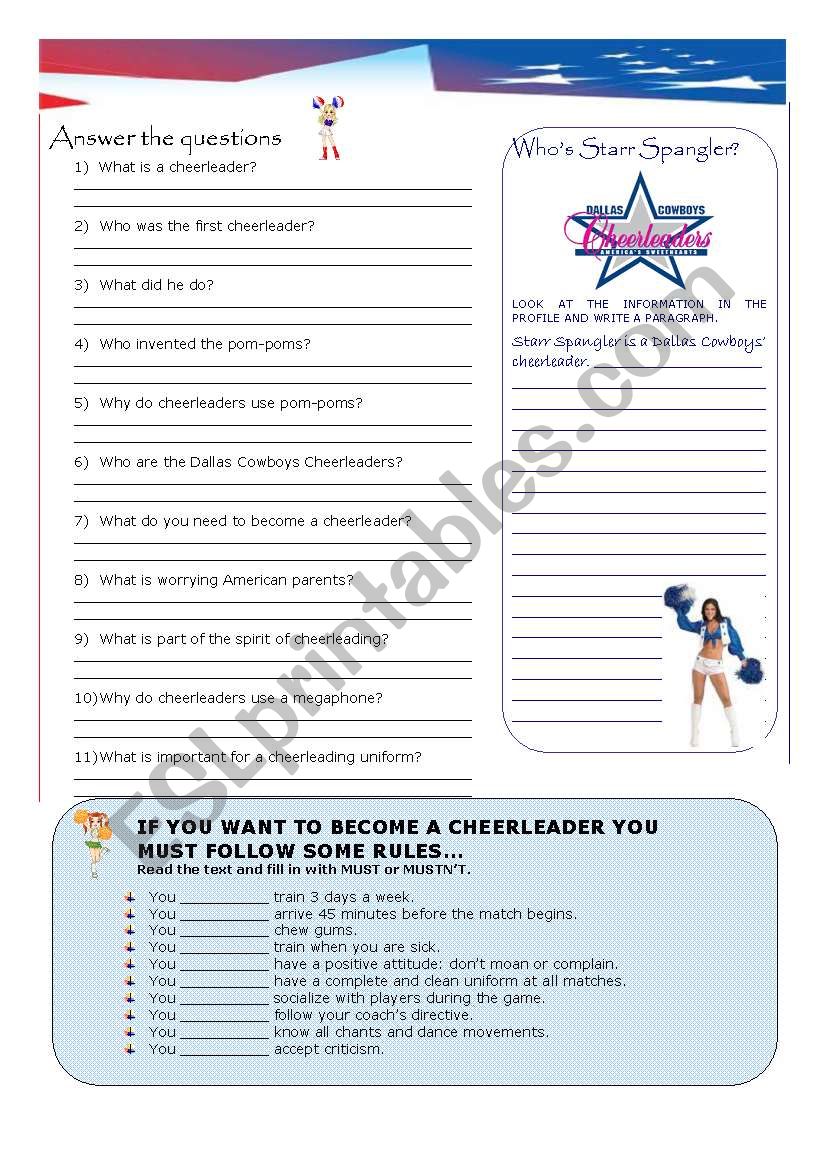 Cheerleaders -Part 2 worksheet
