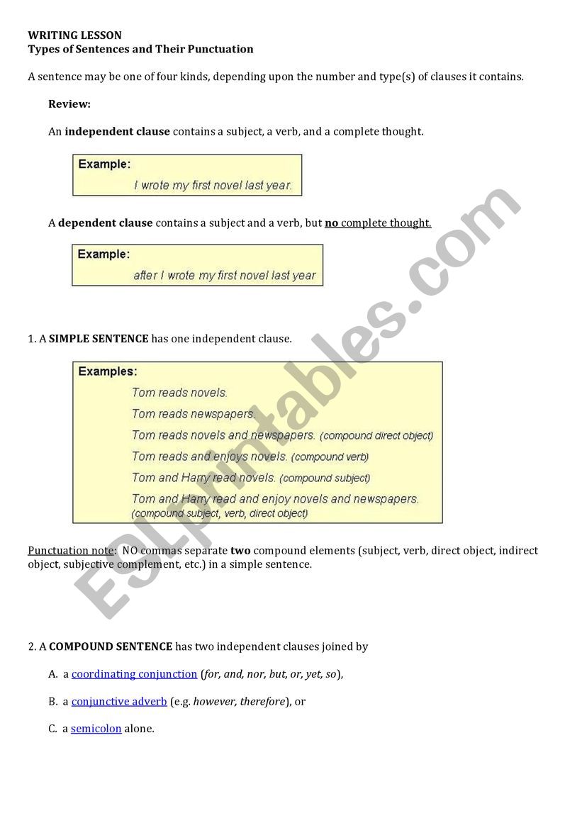 writing sentences worksheet