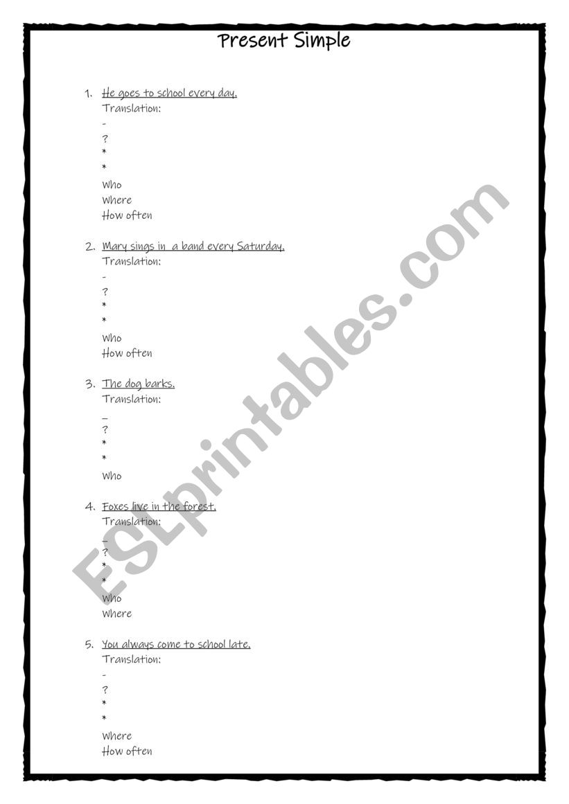 Present Simple worksheet