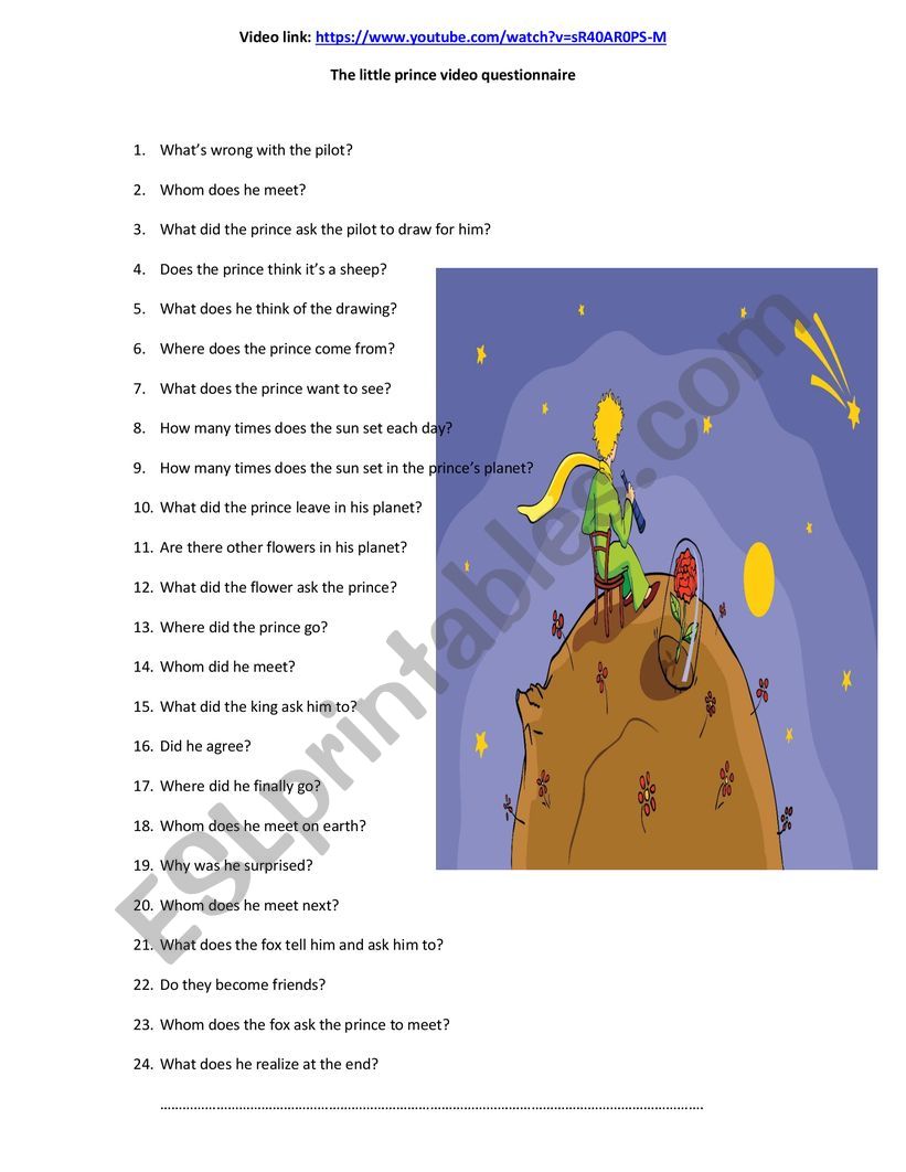 the little prince listening activity