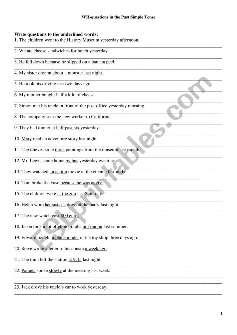 WH-questions worksheet