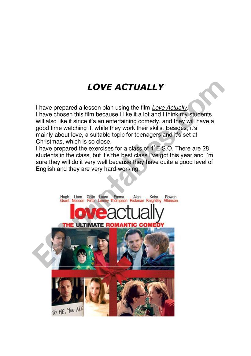 LOVE ACTUALLY  worksheet