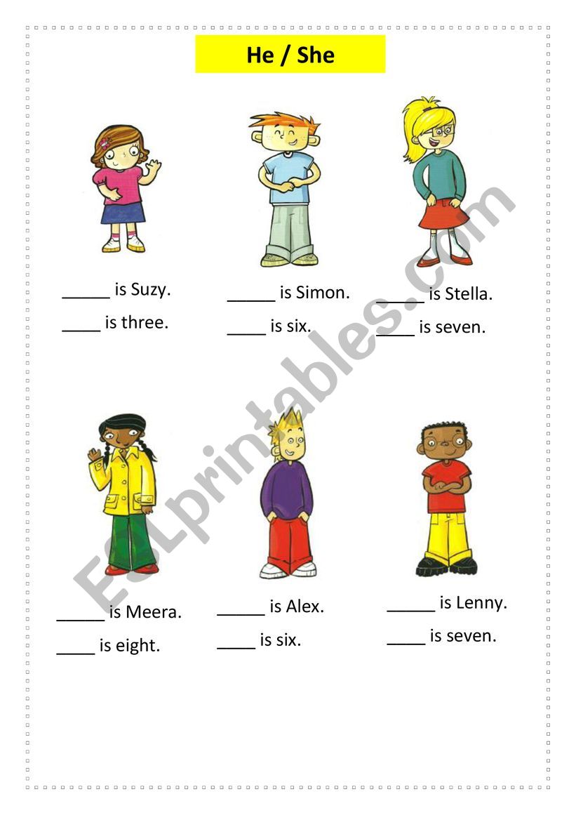 Kids Box 1 Unit 2 He She worksheet