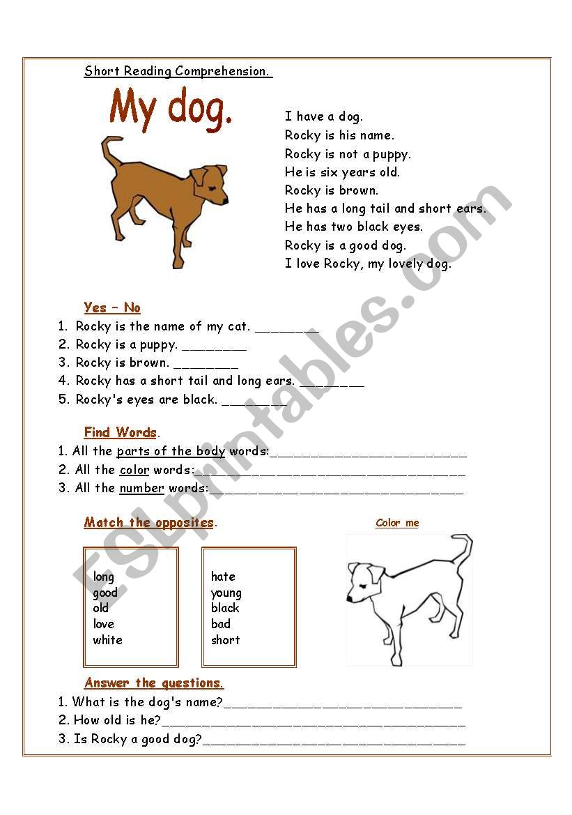 My dog worksheet