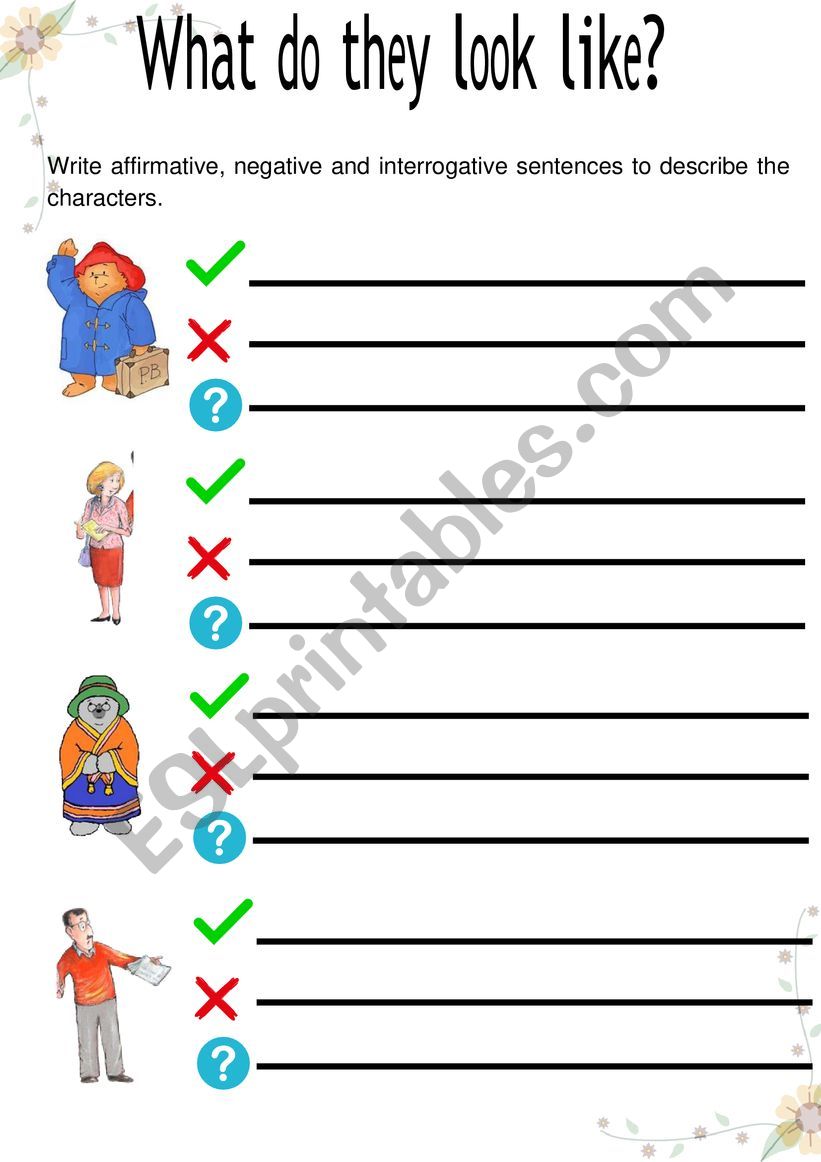 Paddington�s characters appearance sentences
