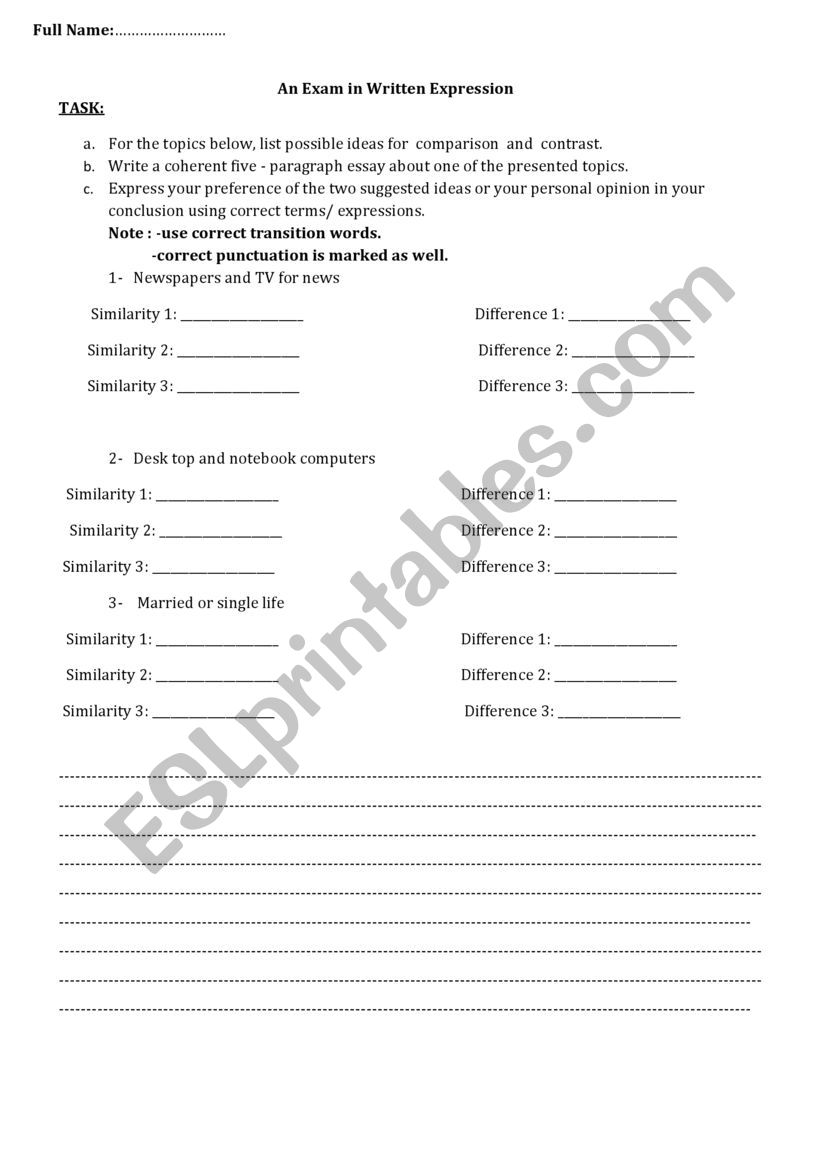 Writing exam 2 worksheet