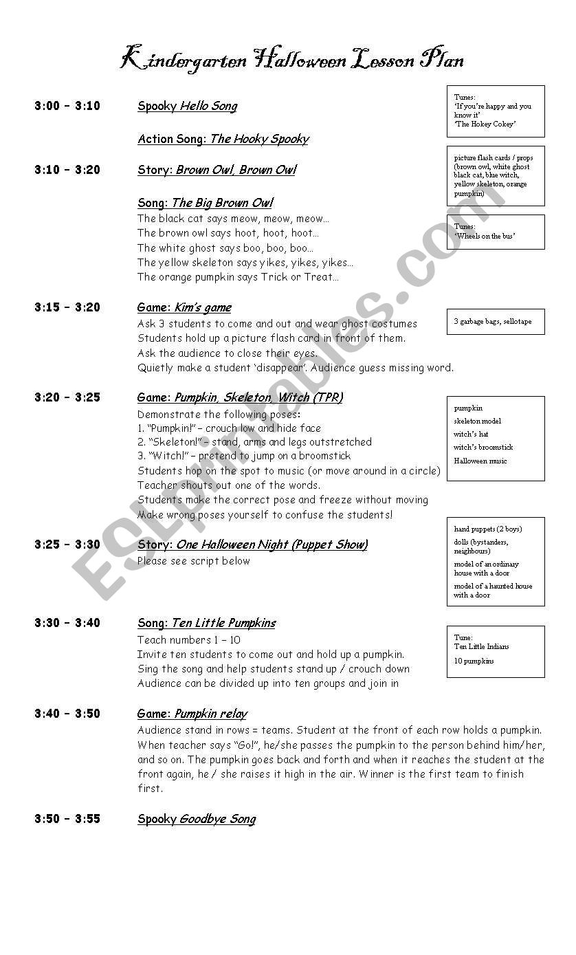 Halloween Lesson Plan  worksheet