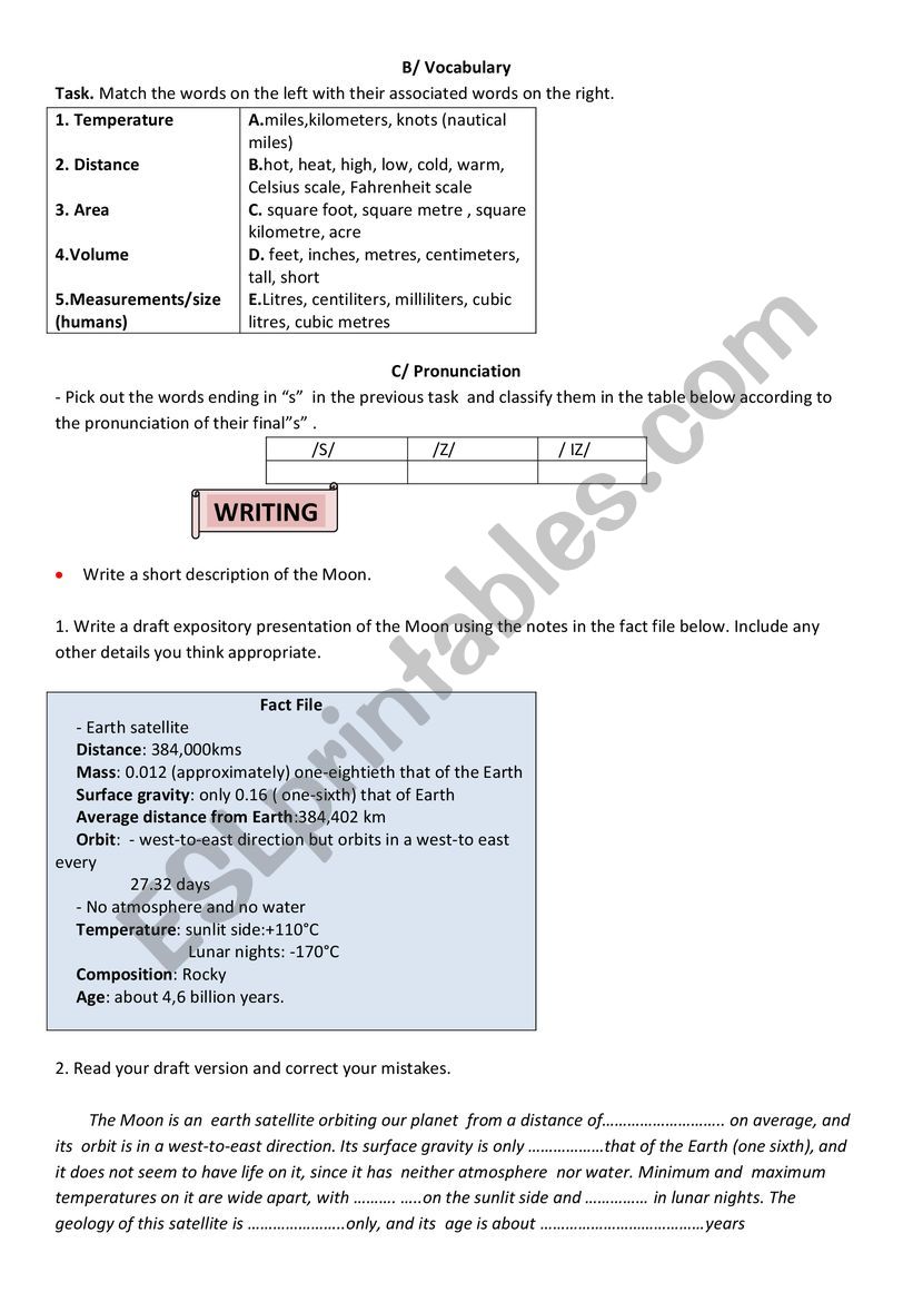 Astronomy vocabulary worksheet