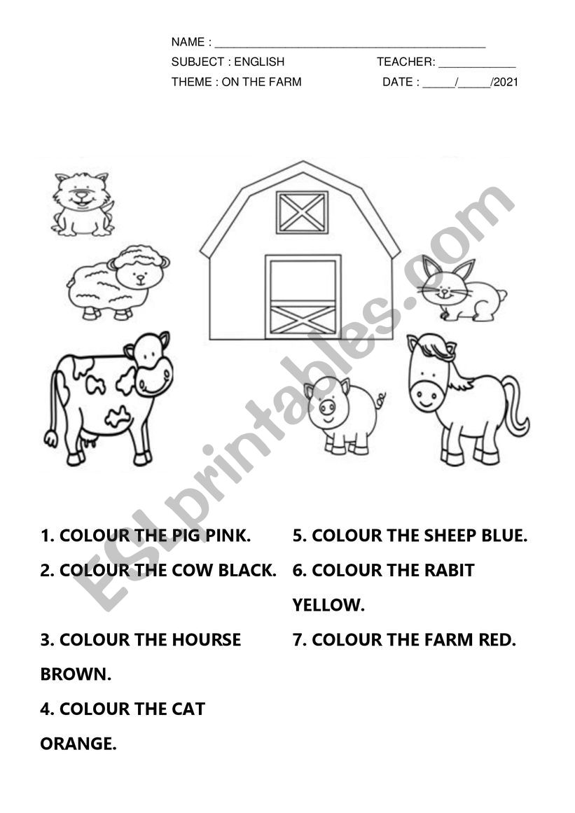 Farm Animals worksheet