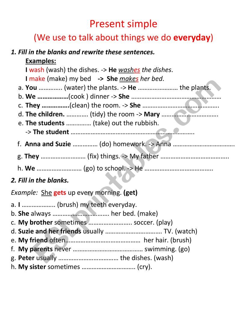 present simple worksheet