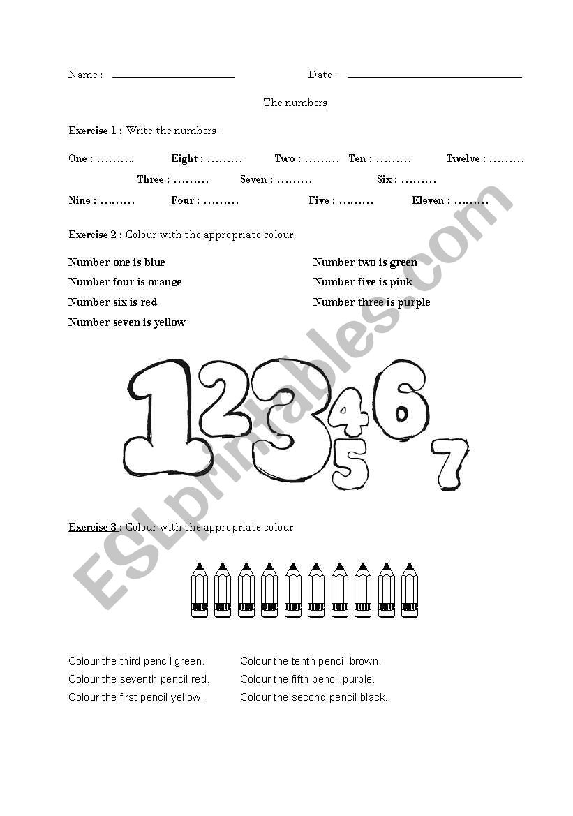 The numbers worksheet