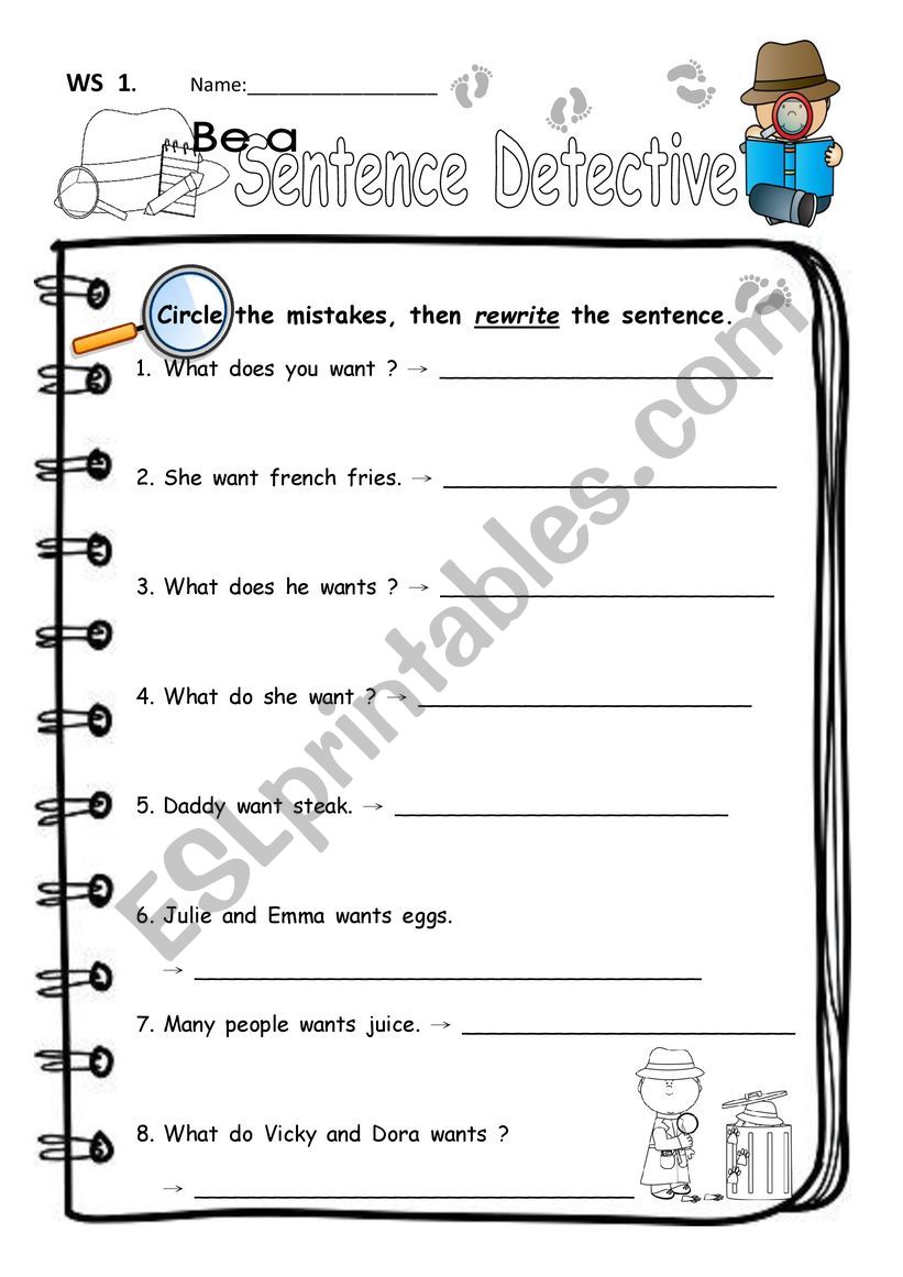 Be A Sentence Detective worksheet