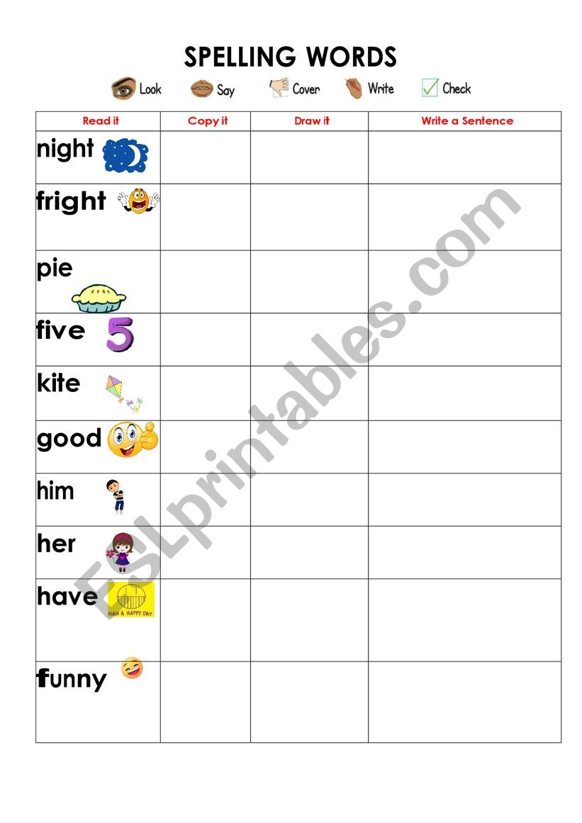 SIGHT WORDS SPELLING worksheet