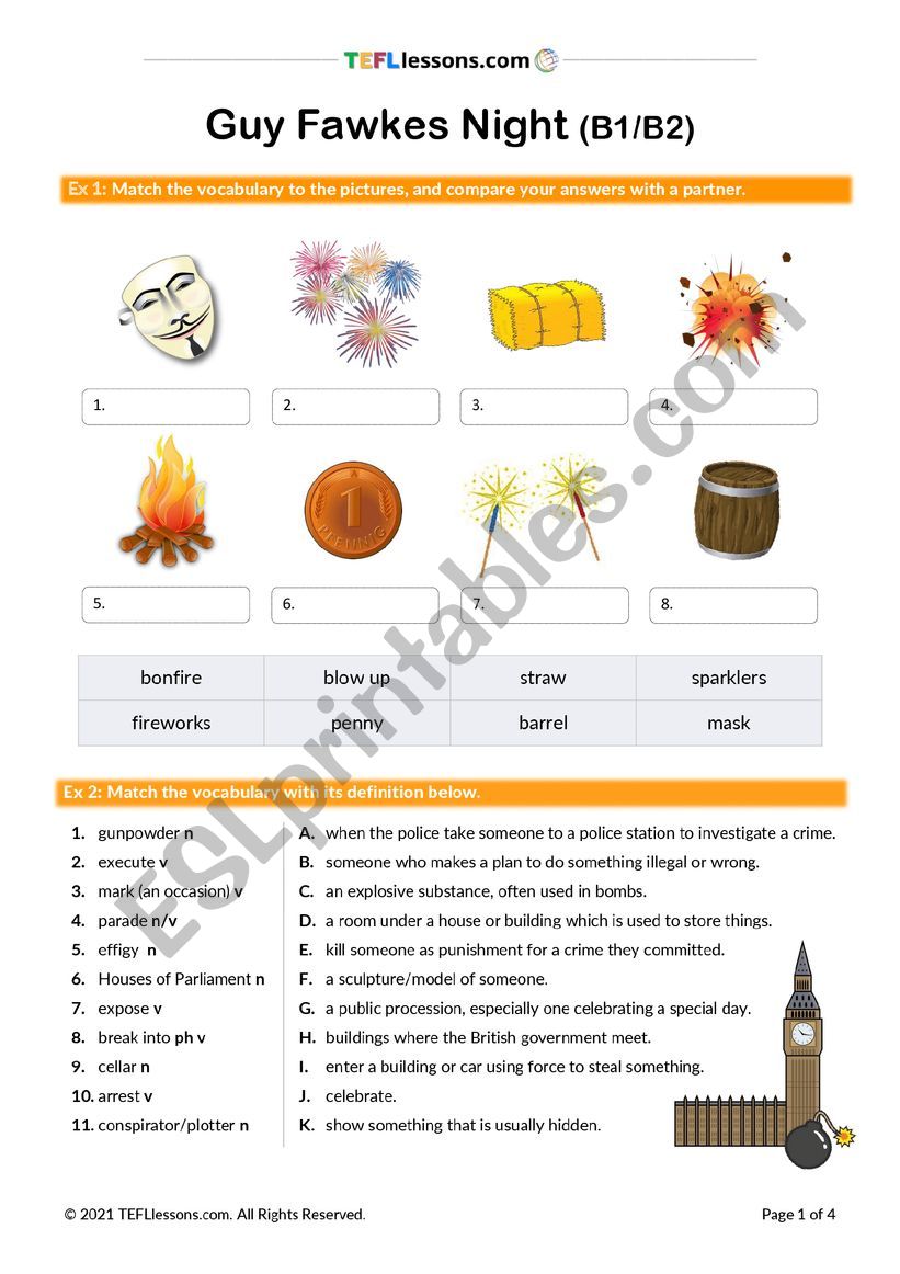 Guy Fawkes / Bonfire Night worksheet