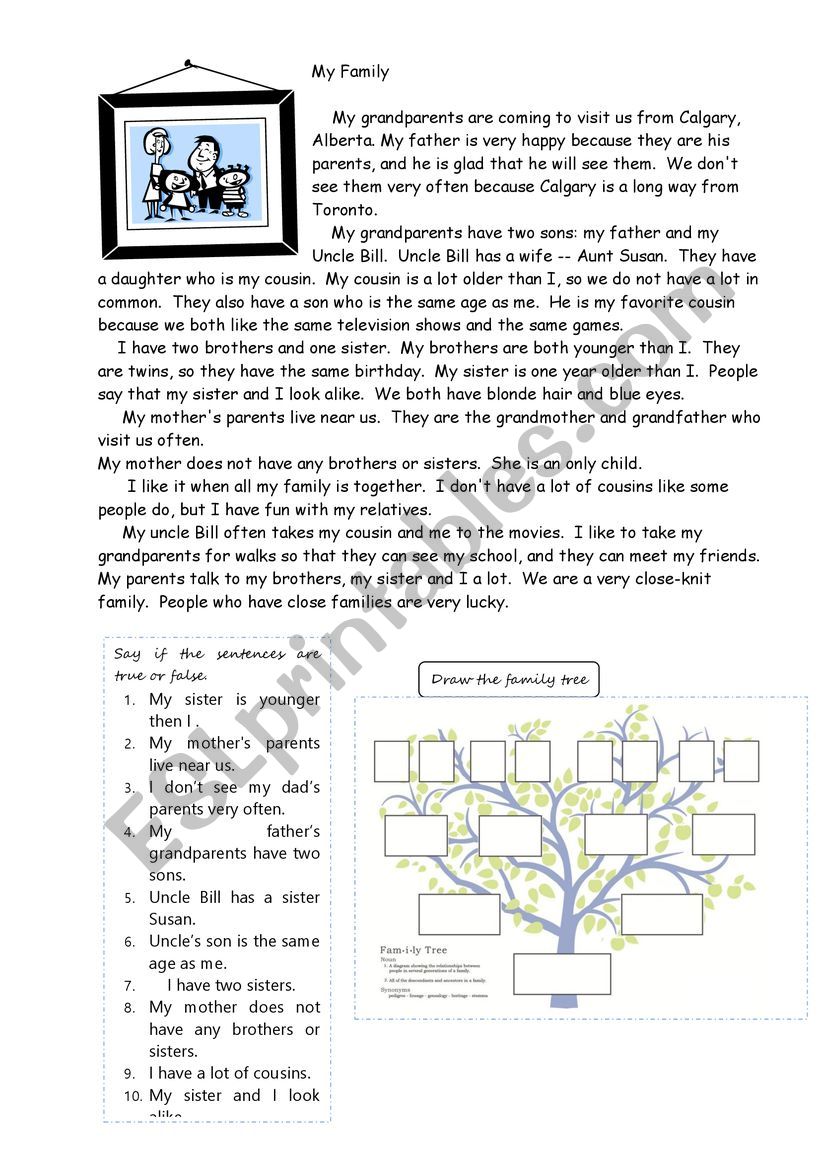 Family members worksheet