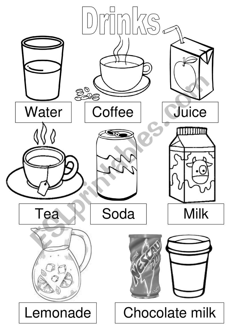 Drinks Pictionary worksheet