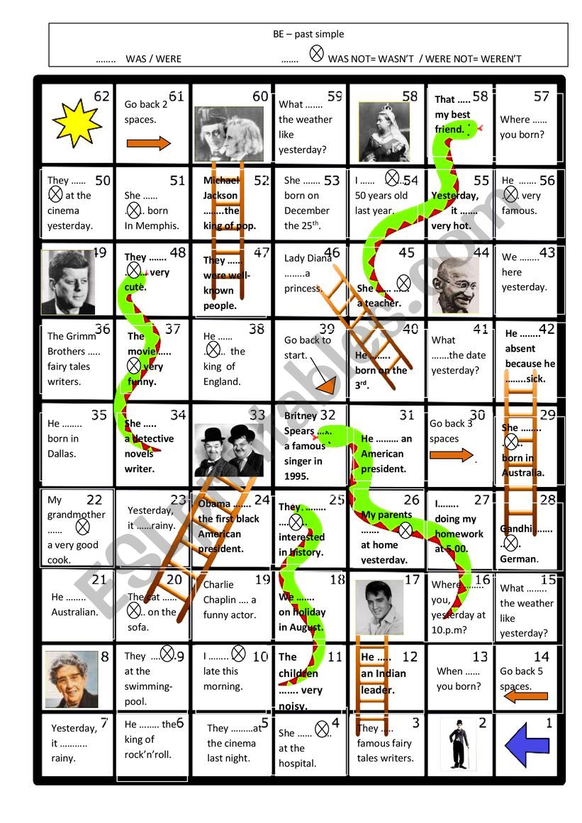 BE - past simple board game  worksheet