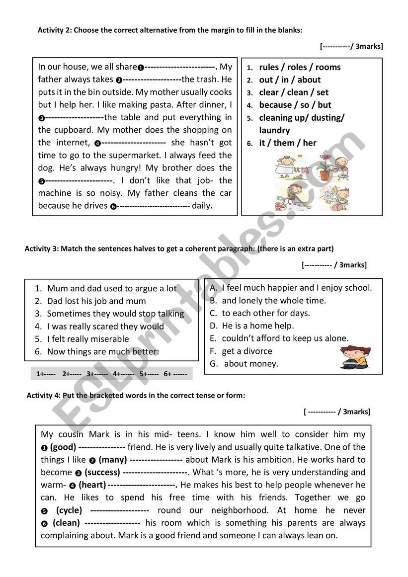 test 1 9th form   worksheet