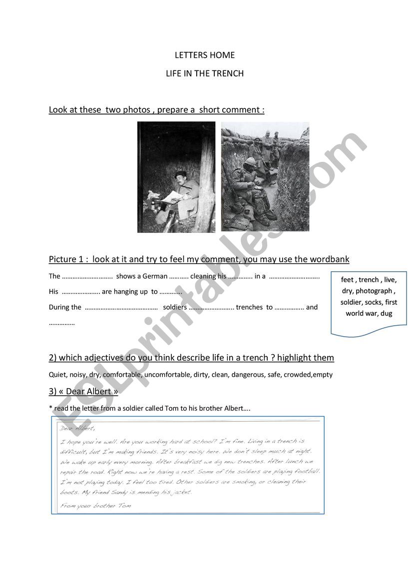 letters home worksheet