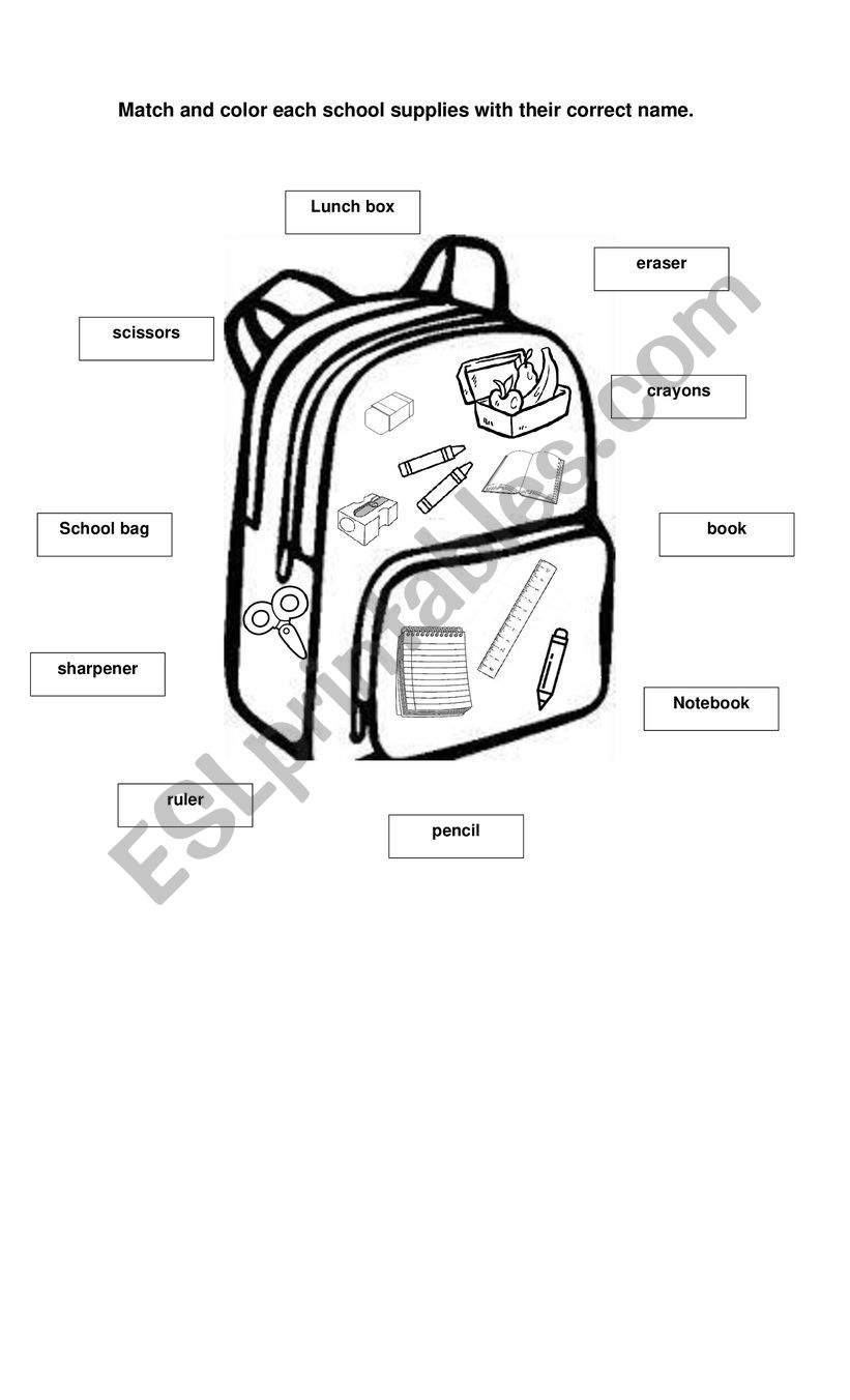 School objects  worksheet