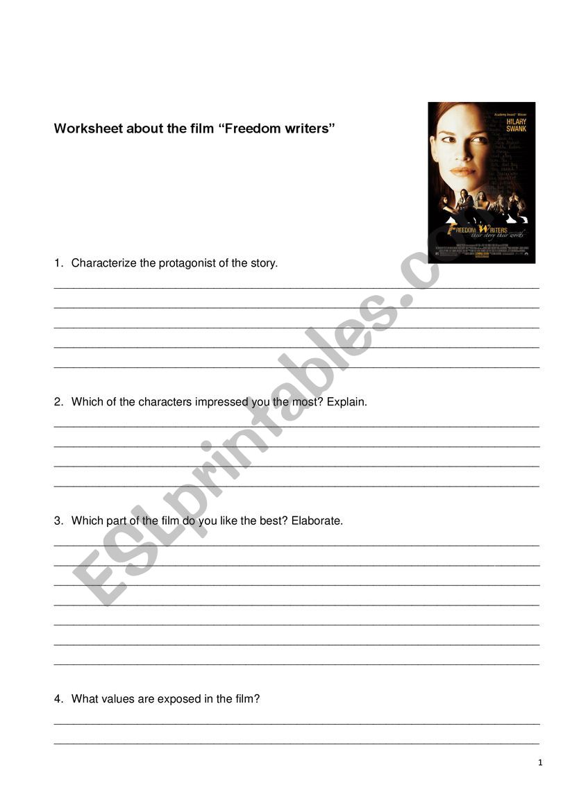 Freedom Writers-worksheet worksheet