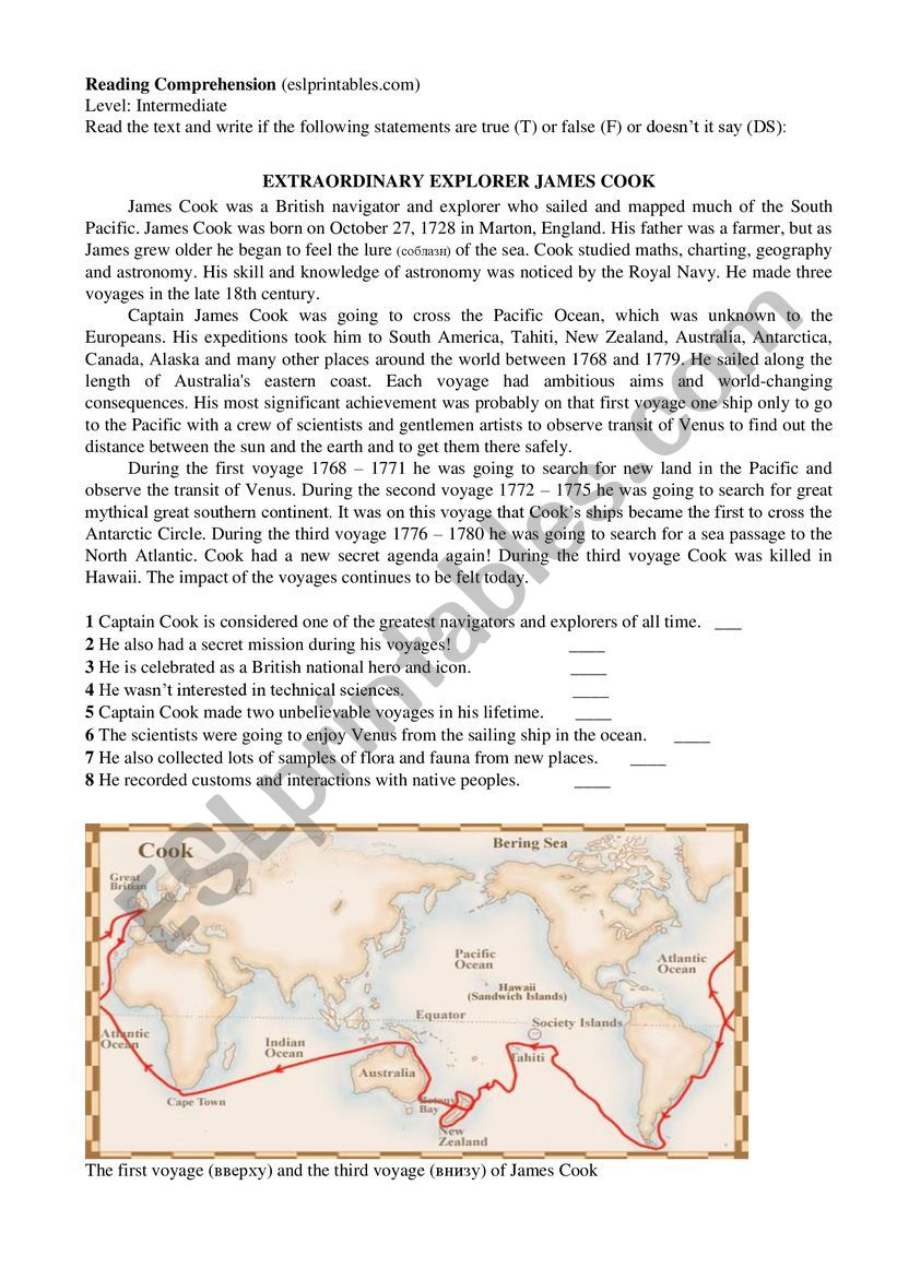 James Cook worksheet