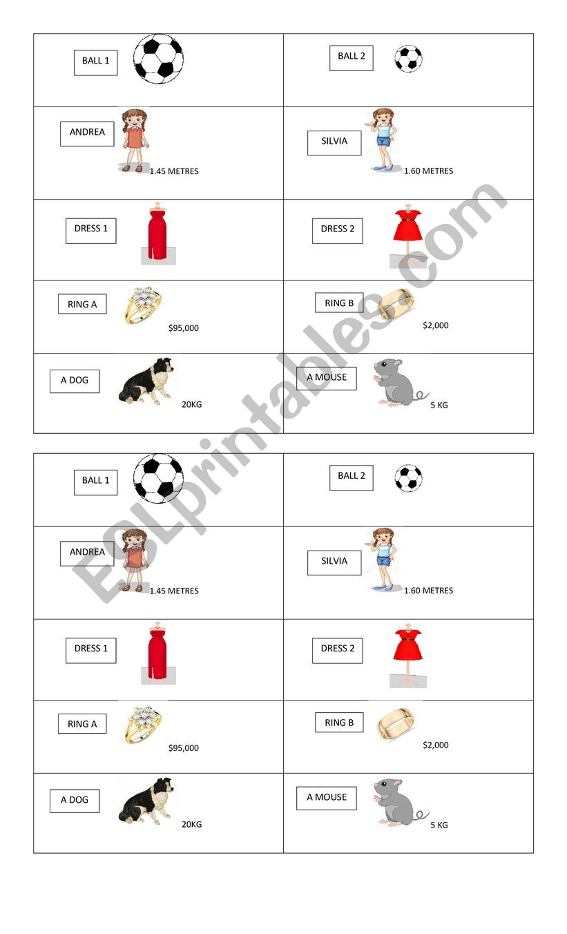 COMPARATIVE ADJECTIVES worksheet