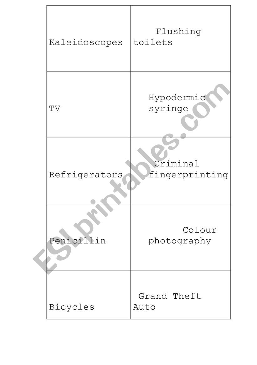 Scottish invention printable game