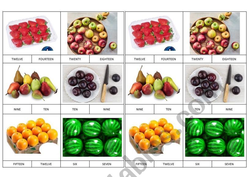 Count the fruits and circle the correct number