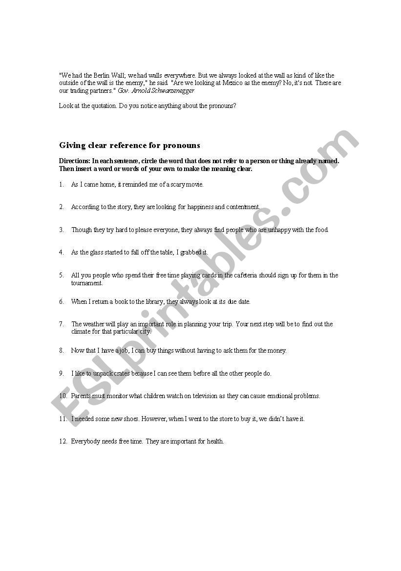 english-worksheets-pronoun-reference-agreement