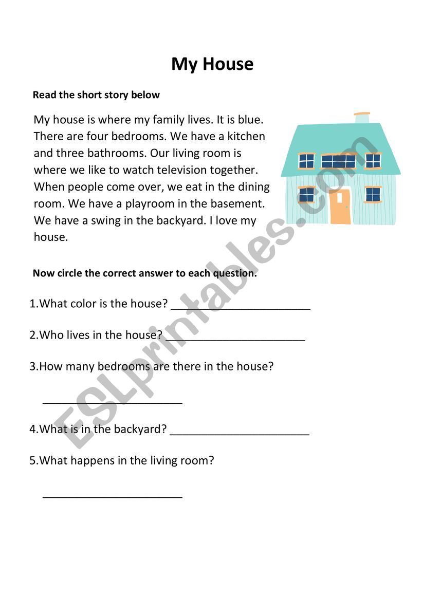 My House worksheet