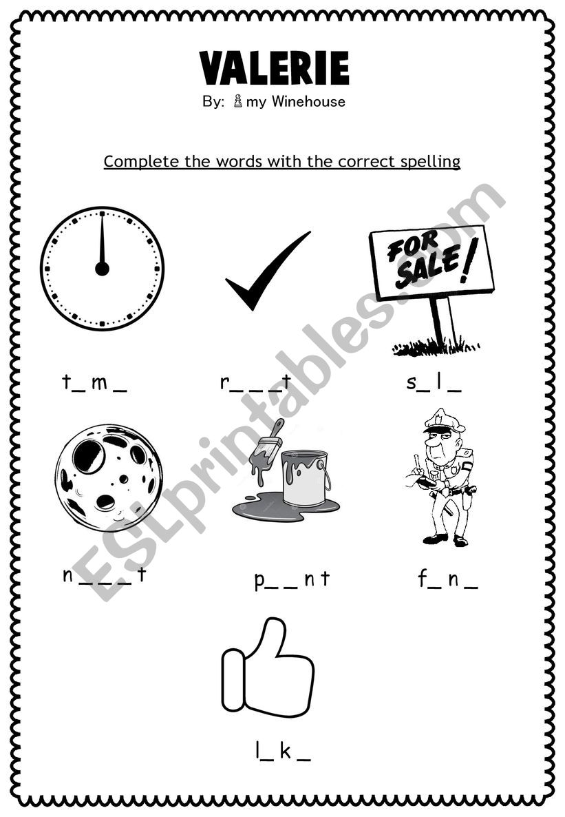 Valerie song worksheet