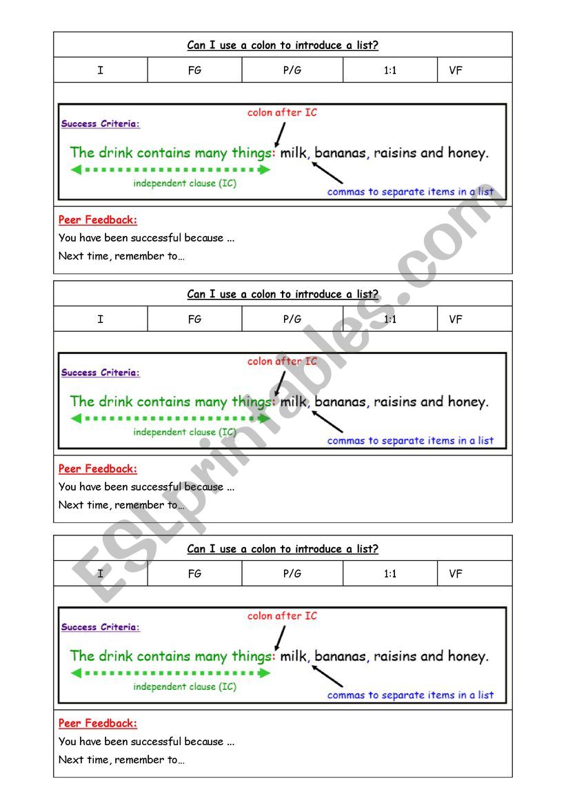 How to use a colon worksheet