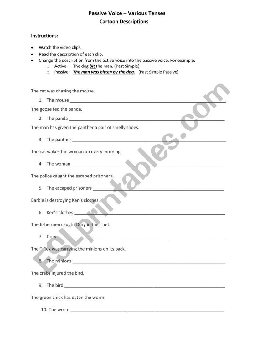 Passive voice worksheet