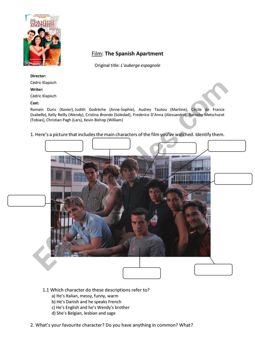 The Spanish Apartment worksheet