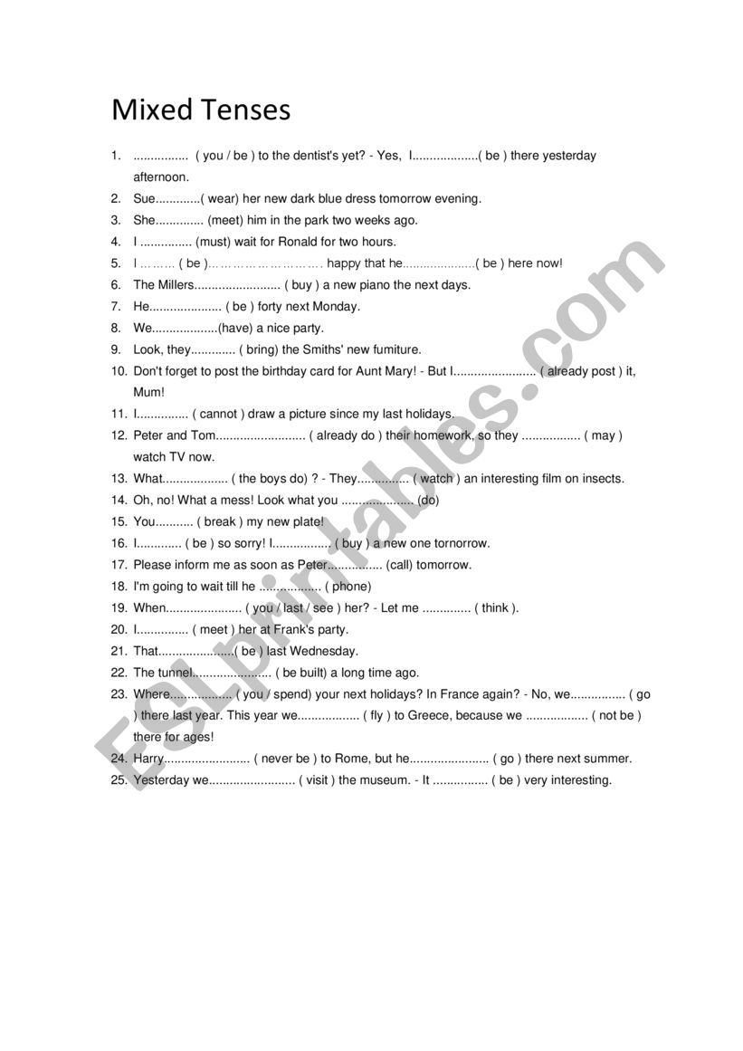 Mixed Tenses worksheet