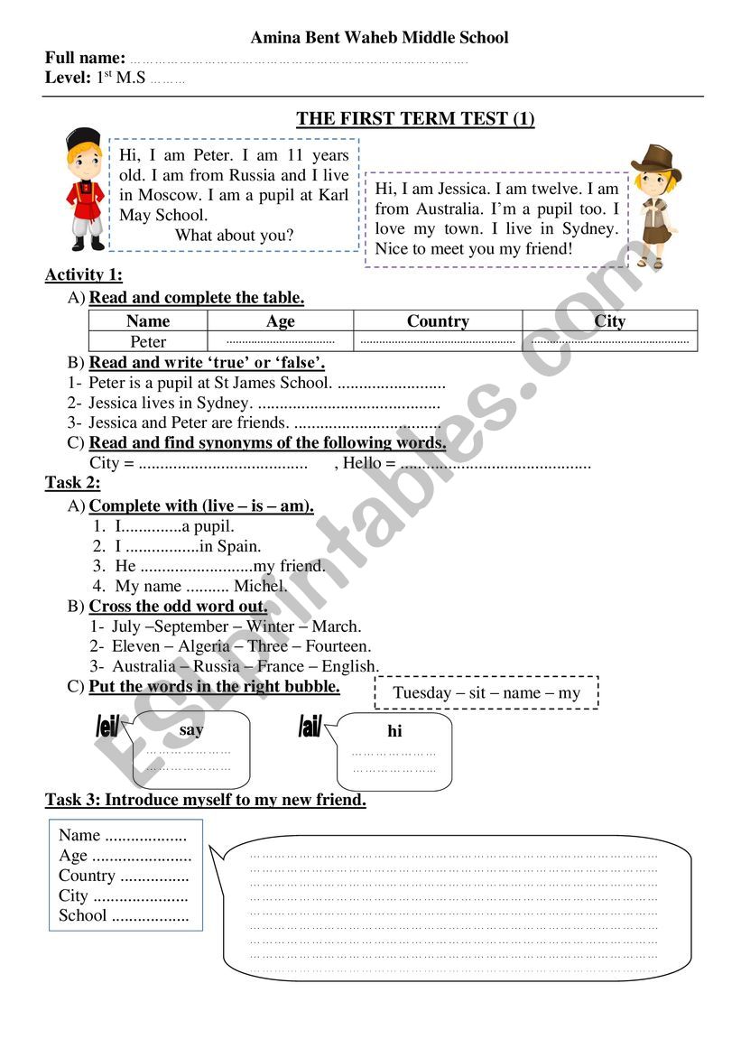 the first Test 1MS worksheet