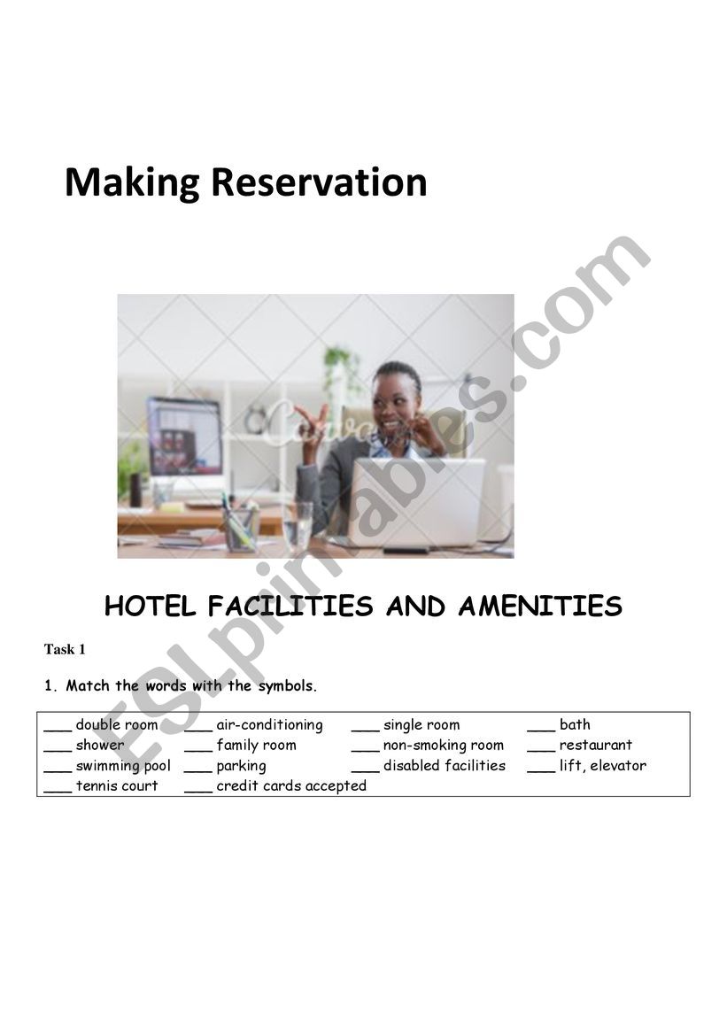Making a Reservation worksheet