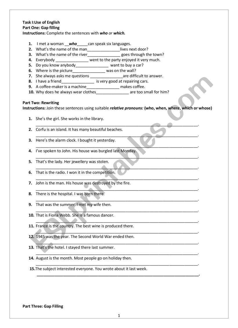 RELATIVE REVISION worksheet