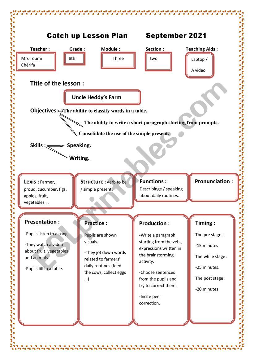 lesson plans worksheet